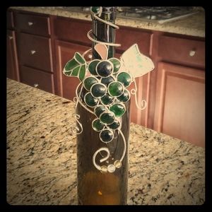 Wine bottle decor beaded grape vine